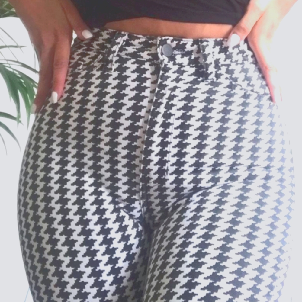 Vintage American Apparel Houndstooth High-waisted Skinny Jeans